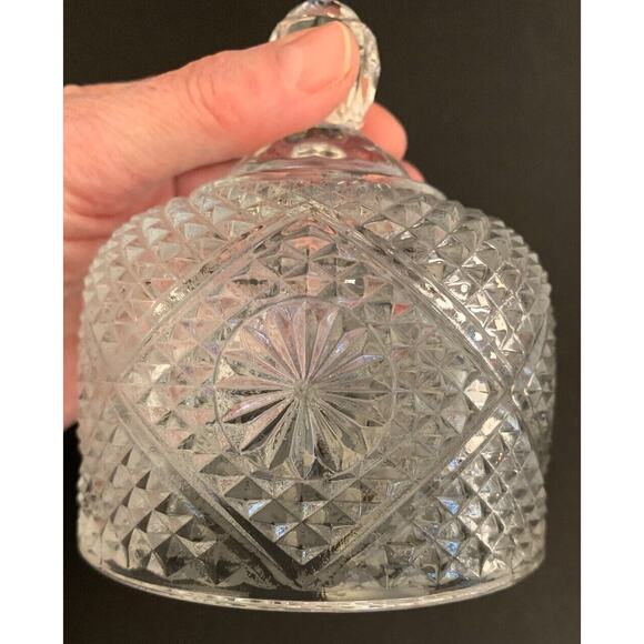 Vintage Heavy Pressed Glass Butter Cover Lid Dome 3 3/4"d x 4 3/4"h - Picture 5 of 9